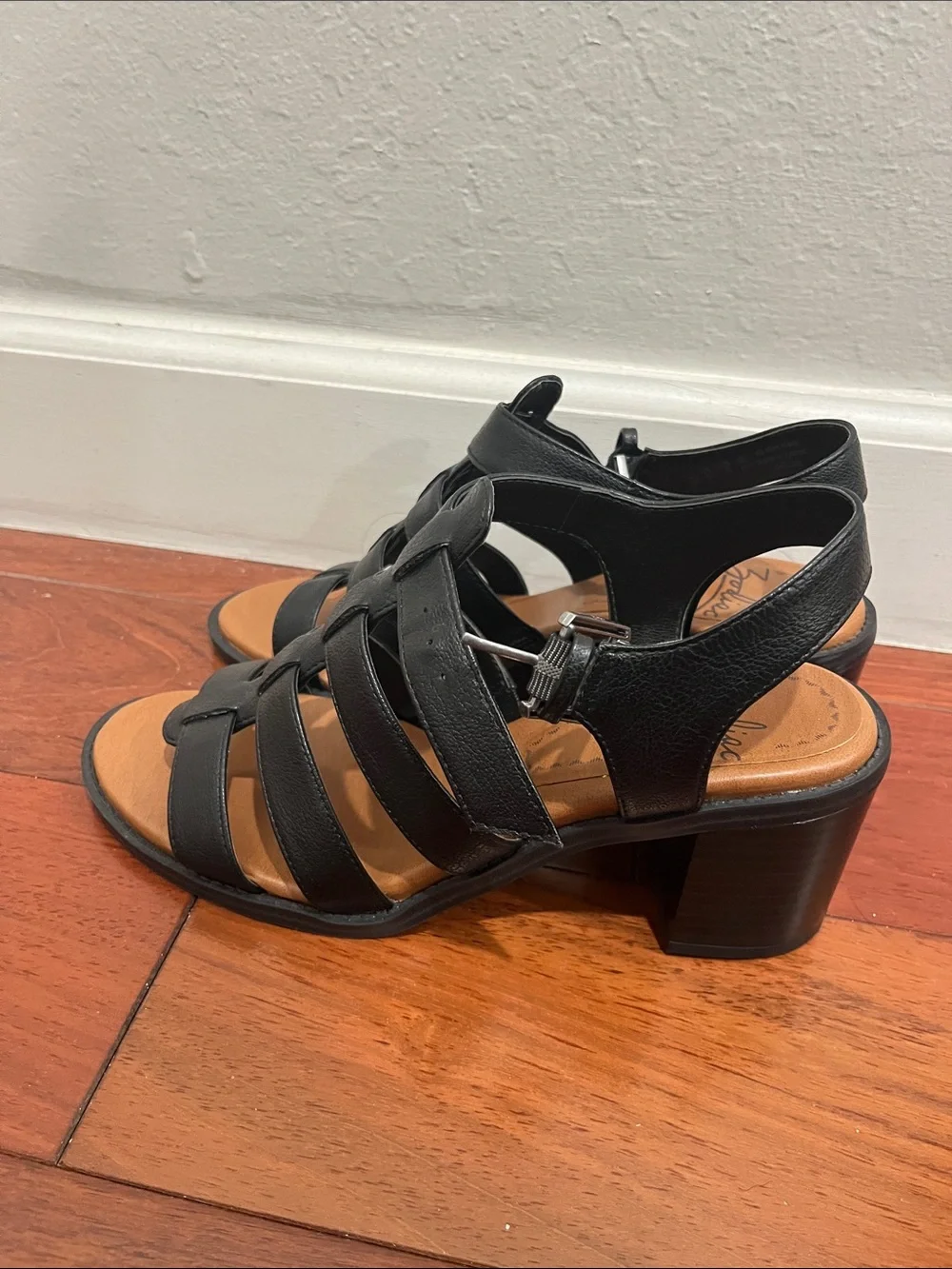 Zodiac Black Leather Multi-Strap Slingback Sandals